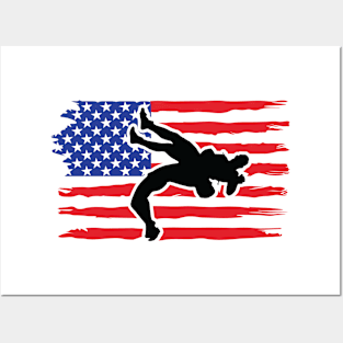 Wrestling USA American Flag Vintage Patriotic Posters and Art